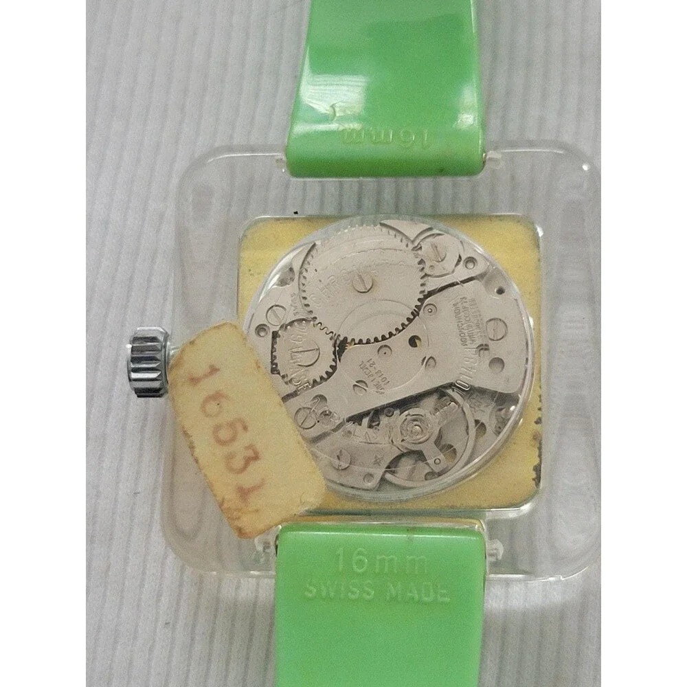 Swiss Original Swiss Branded and Made Vintage clear square watch Green